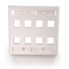 8-Port Double Gang Multimedia Keystone Wall Plate - White 8-Port Double Gang Multimedia Keystone Wall Plate - White