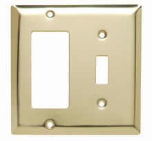 Discontinued - Discontinued - Combination Openings 1 Toggle Switch and 1 Decorator, Two Gang, Polished Brass