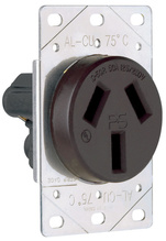 50A 125/250V 10-50R Straight Blade Single Flush Receptacle, 3-Pole, 3-Wire 50A 125/250V 10-50R Straight Blade Single Flush Receptacle, 3-Pole, 3-Wire