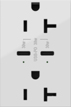adorne® 30W USB Outlet, Type C, 20A, Tamper-Resistant, Plus-Size, White