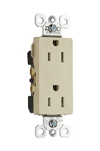 15A 125V Spec-Grade Tamper-Resistant Decorator Duplex Receptacle, Side Wire, Ivory
