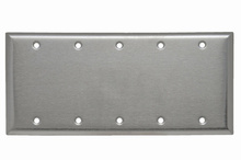 5-Gang 302/304 Stainless Steel Wall Plate, Blank, Box Mounted