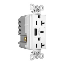 15W Spec Grade USB Outlet, Type A/C, 20A, Tamper-Resistant, White 15W Spec Grade USB Outlet, Type A/C, 20A, Tamper-Resistant, White