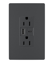 radiant® 3.1A USB Outlet, Type A/C, 15A, Tamper-Resistant, Graphite