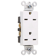 15A 250V Heavy Duty Specification Grade Duplex Decorator Receptacles, White 15A 250V Heavy Duty Specification Grade Duplex Decorator Receptacles, White