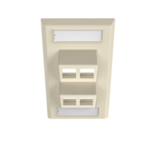 SINGLE GANG KEYSTONE ANGLED FACEPLATE, 4 PORT, WM IVORY