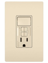 radiant® Combination Single Pole Switch and Tamper-Resistant 15A Duplex Self-Test GFCI Receptacles with SafeLock® Protection, Light Almond