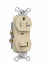 20A, 120/125V Combination Single-Pole Switch and Tamper-Resistant Single Receptacle, Ivory