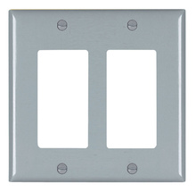 TradeMaster® 2-Gang Nylon Wall Plate, 2 Decorator Openings, Gray
