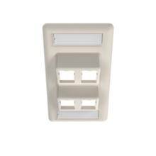 SINGLE GANG HDJ ANGLED FACEPLATE, 4 PORT, FOG WHITE