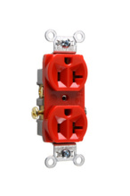 20A 125V Commercial Spec-Grade Duplex Receptacle, Side Wire, Red