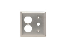 2-Gang 302/304 Stainless Steel Wall Plate, 1 Telephone and 1 Duplex Receptacle