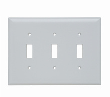 Junior Jumbo 3-Gang Thermoset Wall Plate, 3 Toggle Switch Openings, White