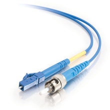 Discontinued - 16.4ft (5m) LC-ST 9/125 OS2 Simplex Single-Mode Fiber Optic Cable - Plenum CMP-Rated - Blue