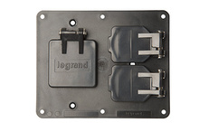 2-Gang Flip Lid 1-1.56-in Opening  and 1 Duplex Cover Plate, Black 2-Gang Flip Lid 1-1.56-in Opening  and 1 Duplex Cover Plate, Black