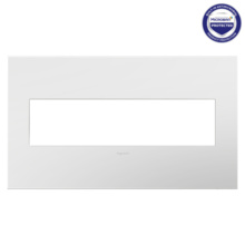 adorne® Gloss White 4-Gang Screwless Wall Plate with Microban®