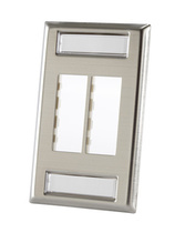 TRACJACK STAINLESS STEEL FACEPLATE, FOUR-PORT Single gang plate TRACJACK STAINLESS STEEL FACEPLATE, FOUR-PORT Single gang plate