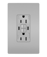 Discontinued - Discontinued - radiant® 15A Tamper Resistant Outdoor Self Test GFCI USB Type C/C Outlet, Gray