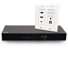 Dual 4K HDMI® HDBaseT + USB-C®, 3.5mm, and USB-B to A over Cat Extender Wall Plate Transmitter to Audio De-Embedding Box Receiver - 4K 60Hz Dual 4K HDMI® HDBaseT + USB-C®, 3.5mm, and USB-B to A over Cat Extender Wall Plate Transmitter to Audio De-Embedding Box Receiver - 4K 60Hz