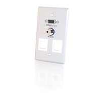 Discontinued - VGA and 3.5mm Audio Pass Through Single Gang Wall Plate with Two Keystones - Brushed Aluminum