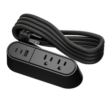 Desktop Power Center Slim 65W, 2 Outlet, USB A/C, Black, 6 ft cord
