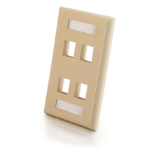 Four Port Keystone Single Gang Wall Plate - Ivory Four Port Keystone Single Gang Wall Plate - Ivory