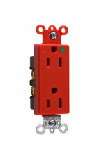 Isolated Ground Heavy Duty Decorator Hospital Grade Receptacles, Back and Side Wire, 15A, 125V, Red