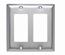2-Gang 430 Stainless Steel Wall Plate, 2 Decorator Openings 2-Gang 430 Stainless Steel Wall Plate, 2 Decorator Openings