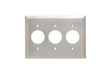 3-Gang 302/304 Stainless Steel Wall Plate, Single Receptacle Openings