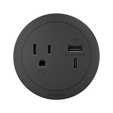 ROUND FPC, 1 OUTLET, USB, BLACK COMBO USB-A AND USB-C ROUND FPC, 1 OUTLET, USB, BLACK COMBO USB-A AND USB-C