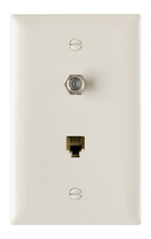 1-Gang Pre-configured Wall Plate with One RJ11 Telephone Jack and One F-Type Coupler, Light Almond