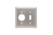 2-Gang 302/304 Stainless Steel Wall Plate, 1 Toggle Switch and 1 Single Receptacle