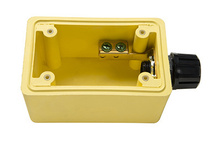 Watertight Deep Yellow Back Box, 1/2-in NPT Opening for Single Receptacles Watertight Deep Yellow Back Box, 1/2-in NPT Opening for Single Receptacles