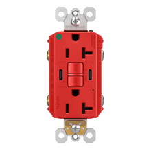 Discontinued - Discontinued - radiant® 20A Hospital Grade Tamper Resistant Self Test GFCI USB Type C/C Outlet, Red