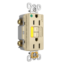 Hospital Grade Amber Power-Indicating LED Tamper-Resistant 15A Duplex Self-Test GFCI Receptacles with SafeLock® Protection, Ivory