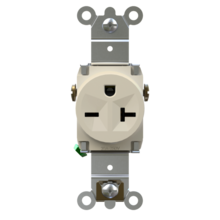 250V Tamper-Resistant Heavy Duty Spec Grade Single Receptacle with Back and Side Wire Connections, 20A, Light Almond