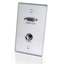 VGA and 3.5mm Audio Pass Through Single Gang Wall Plate - Brushed Aluminum VGA and 3.5mm Audio Pass Through Single Gang Wall Plate - Brushed Aluminum