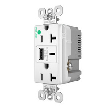 15W Hospital Grade USB Outlet, Type A/C, 20A, Tamper-Resistant, White