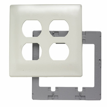 Discontinued - Discontinued - Two Gang Duplex Receptacle Screwless Wall Plate with Plastic Sub-plate, Light Almond