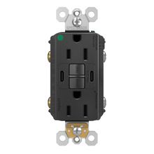 Discontinued - Discontinued - radiant® 15A Hospital Grade Tamper Resistant Self Test GFCI USB Type C/C Outlet Black