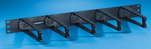Cable Management Panel - five horizontal polycarbonate plastic distribution rings 1.75 H x 6 in D - 1 rack unit - black Cable Management Panel - five horizontal polycarbonate plastic distribution rings 1.75 H x 6 in D - 1 rack unit - black