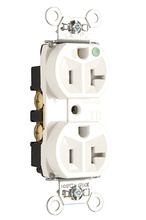 20A 125V Hospital-Grade Tamper-Resistant Compact Duplex Receptacle, Back and Side Wire, White 20A 125V Hospital-Grade Tamper-Resistant Compact Duplex Receptacle, Back and Side Wire, White