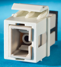 TechChoice SC Simplex Fiber Keystone Module, Beige  Adapter, Fog White Housing TechChoice SC Simplex Fiber Keystone Module, Beige  Adapter, Fog White Housing