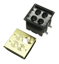 Tamper-Resistant Floor Box Assembly - Two Gang for Wood Sub-Floors, Brass Tamper-Resistant Floor Box Assembly - Two Gang for Wood Sub-Floors, Brass