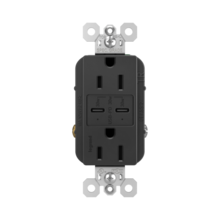 radiant® 30W USB Outlet, Type C, 15A, Tamper-Resistant, Black