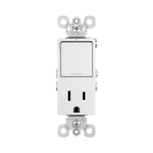 radiant® Single Pole/3-Way Switch with 15A Tamper-Resistant Outlet, White