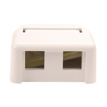 Surface mount box - with label field - White holds two Keystone jacks or modules Surface mount box - with label field - White holds two Keystone jacks or modules