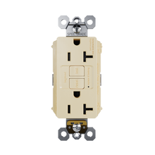 PlugTail® Specification Grade Tamper-Resistant 20A Duplex Self- Test Feed-Through GFCI Receptacles with SafeLock® Protection, Ivory