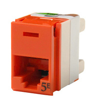 Clarity 5E panel jack, rear load, T568A/B, 180 deg, orange