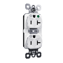 PlugTail® 20A 125V Hospital-Grade Tamper-Resistant Dual Controlled Duplex Receptacle, Back and Side Wire, White PlugTail® 20A 125V Hospital-Grade Tamper-Resistant Dual Controlled Duplex Receptacle, Back and Side Wire, White